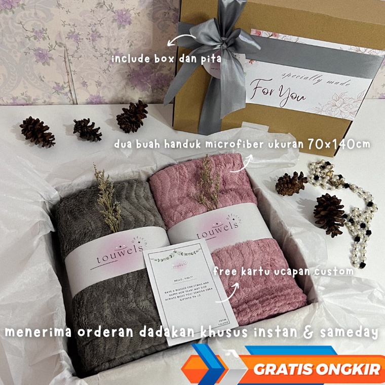 LANGSUNG KIRIM Hampers Handuk Couple Microfiber 7x14cm Pasangan  Hampers Pernikahan Wedding  Gift Se