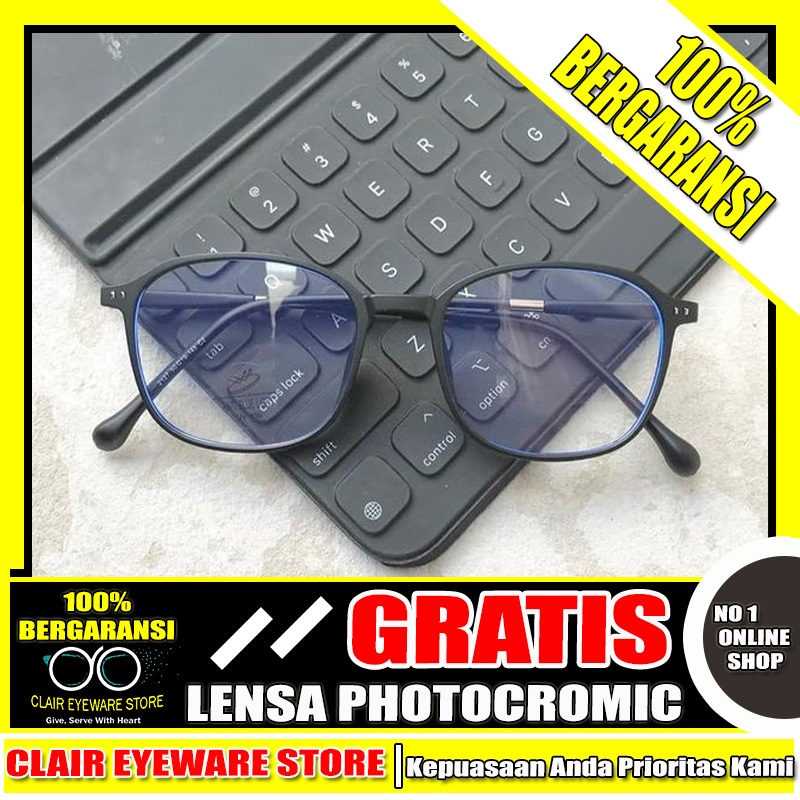 Clair Eyeware CO 74 Optik Melawai Frame Kacamata Sport Blueray Photocromic Anti Radiasi Hp Komputer 