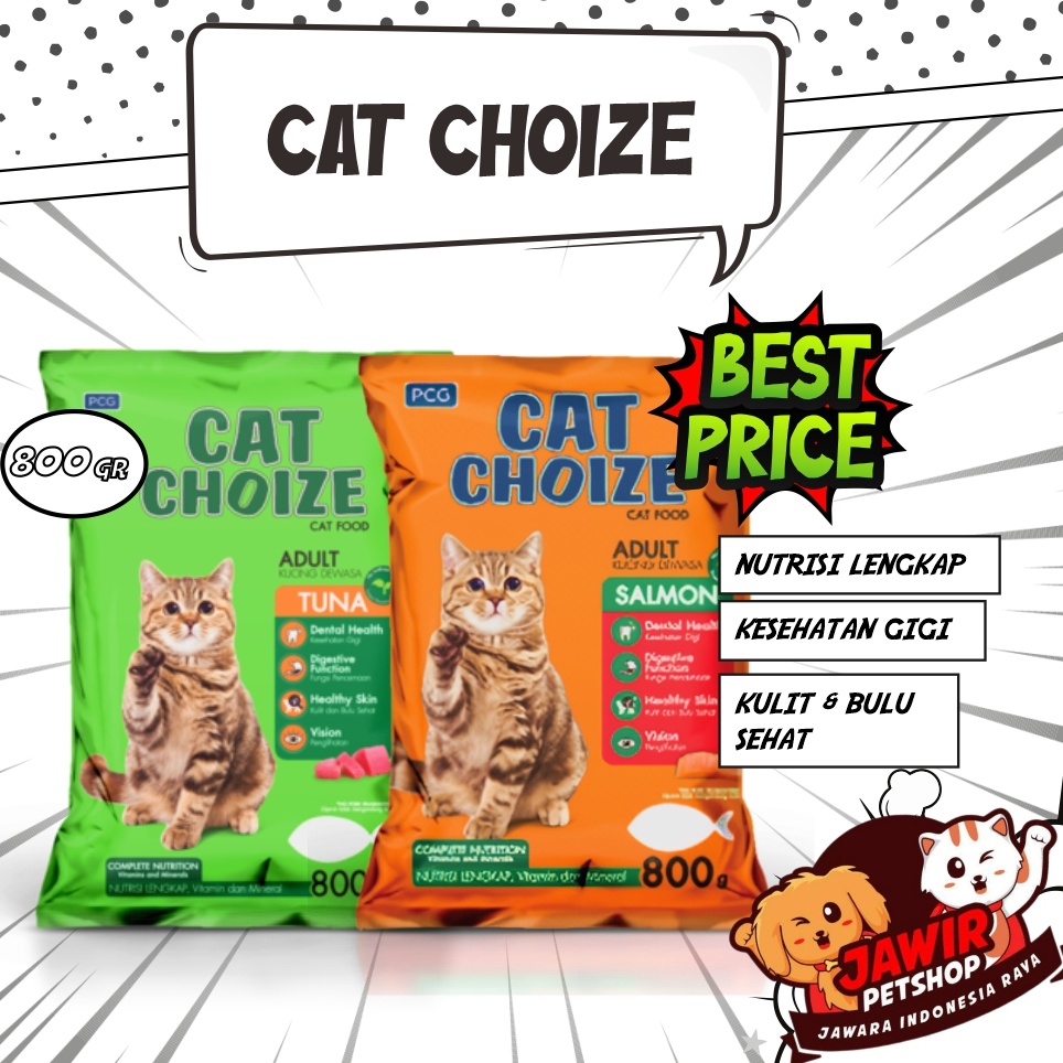 UEJ347 GROSIR CAT CHOIZE TUNA SALMON 8gr makanan kucing untuk adult dewasa murah pakan food kering r