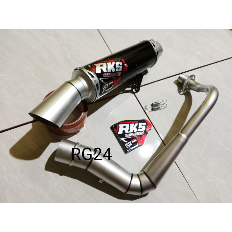 Knalpot SAMLONG RKS LEHER ATAS SANDBLAST untuk motor honda beat vario scoopy mio saringan setengah &