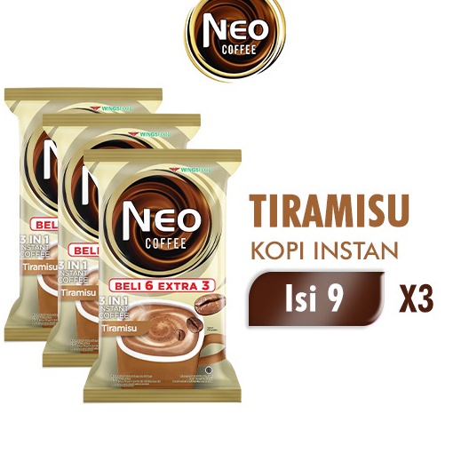 

Penjualan TerbaikCOD Neo Coffee Kopi Instan Tiramisu Pack 2 gr isi 6 3 pcs x3