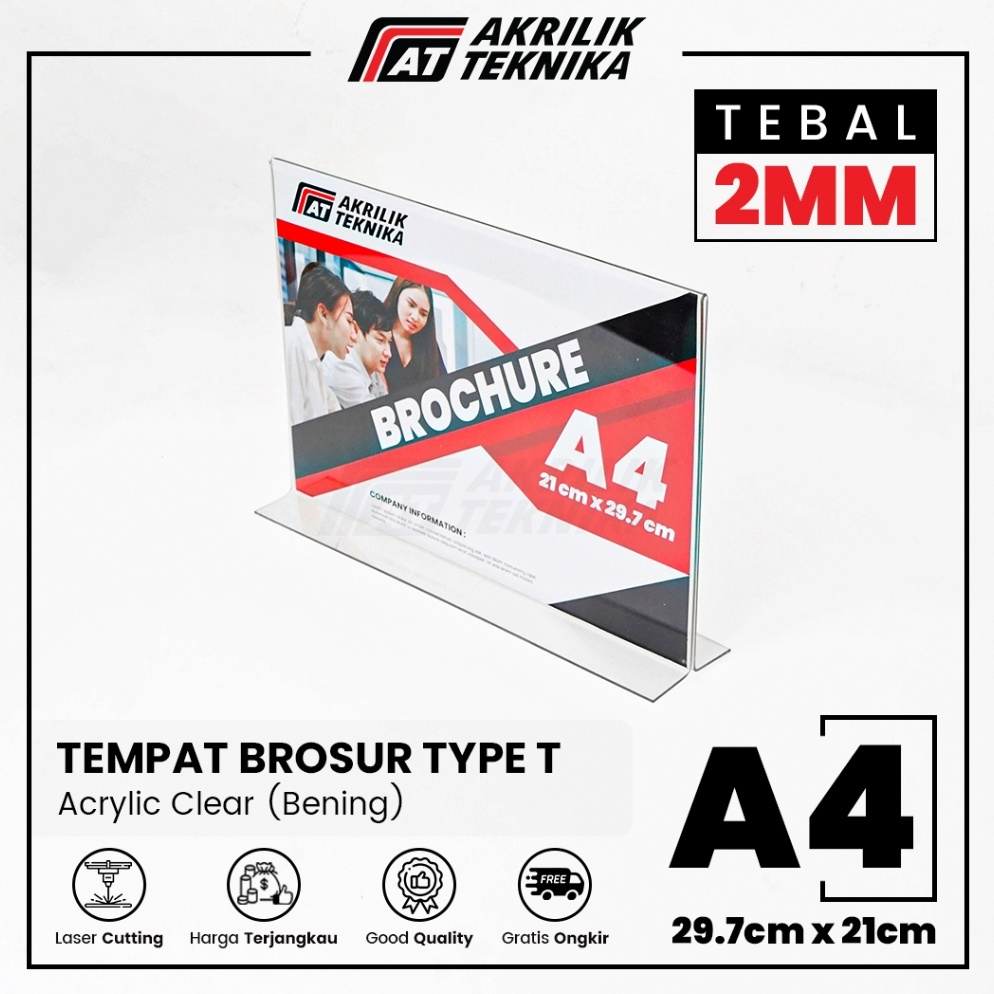 

MJJ148 KODE 77 Tempat Brosur Akrilik Tent Card Holder Qris Barcode Nomor Menu Meja Landscape T Ukuran A4 2mm