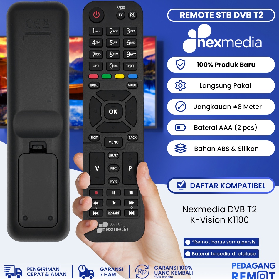 EYJ754 Terbaru 33 Remote STB Nexmedia DVB T2  Remot Receiver Parabola Set Top Box Nexmedia KVision K