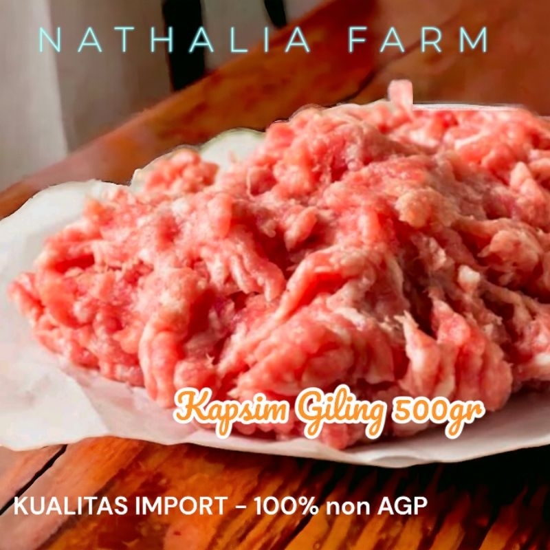 

BABI ORGANIK KAPSIM GILING MINCED SHOULDER BAHU GILING 500 GR