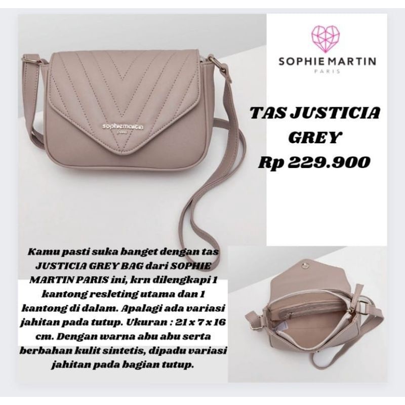 Sophie Martin - Justicia Grey Bag - Tas Selempang Wanita Simple dan Multifungsi