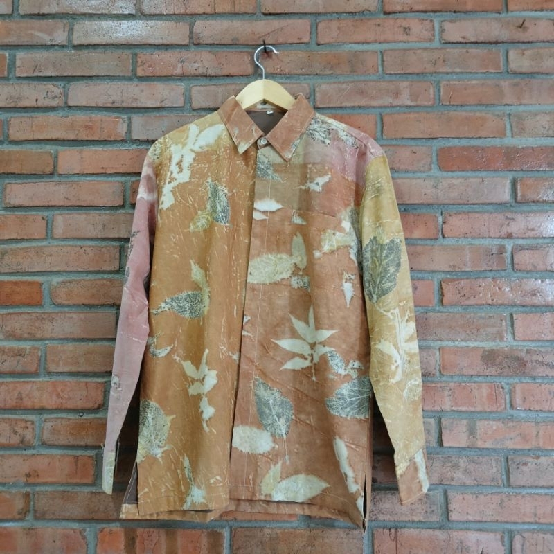 Kemeja Pria Lengan Panjang Ecoprint/Kemeja Batik Pria Lengan Panjang/Kemeja Ecoprint