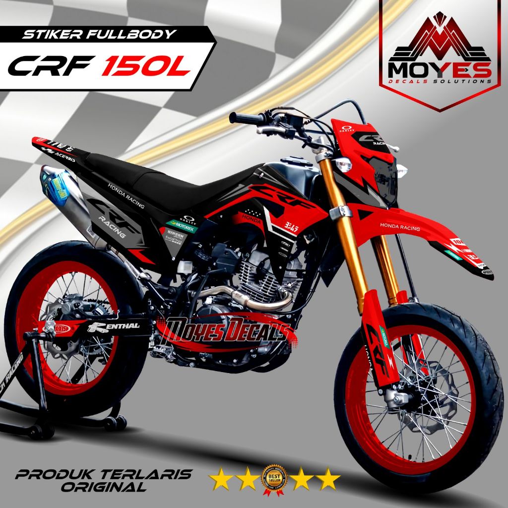 decal crf 150L full body custom doff/glosy - decal crf MERAH fulbody DESAIN BARU