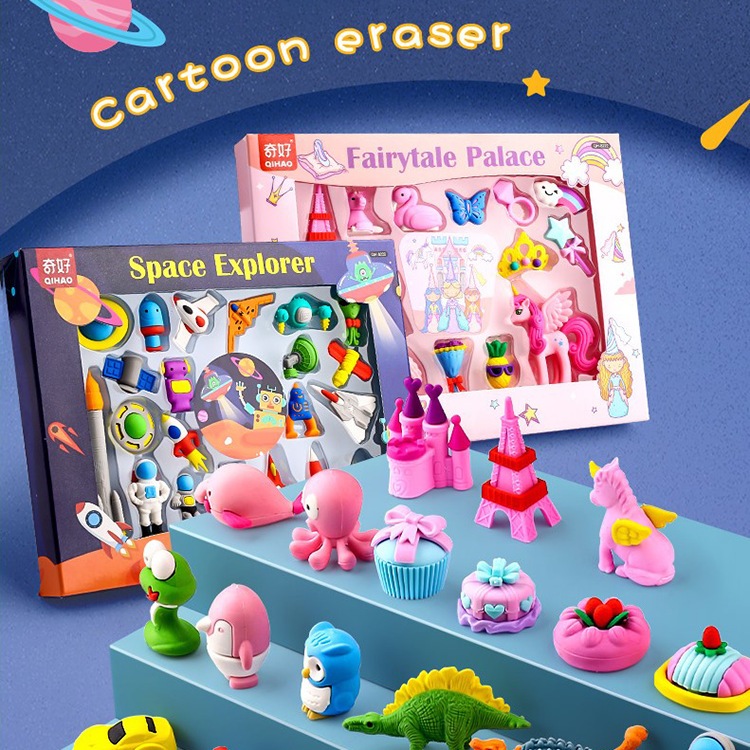 

(Harga per kotak) Penghapus karakter motif mainan anak laki perempuan stimulasi sensory play STATIONERY GIFT SET