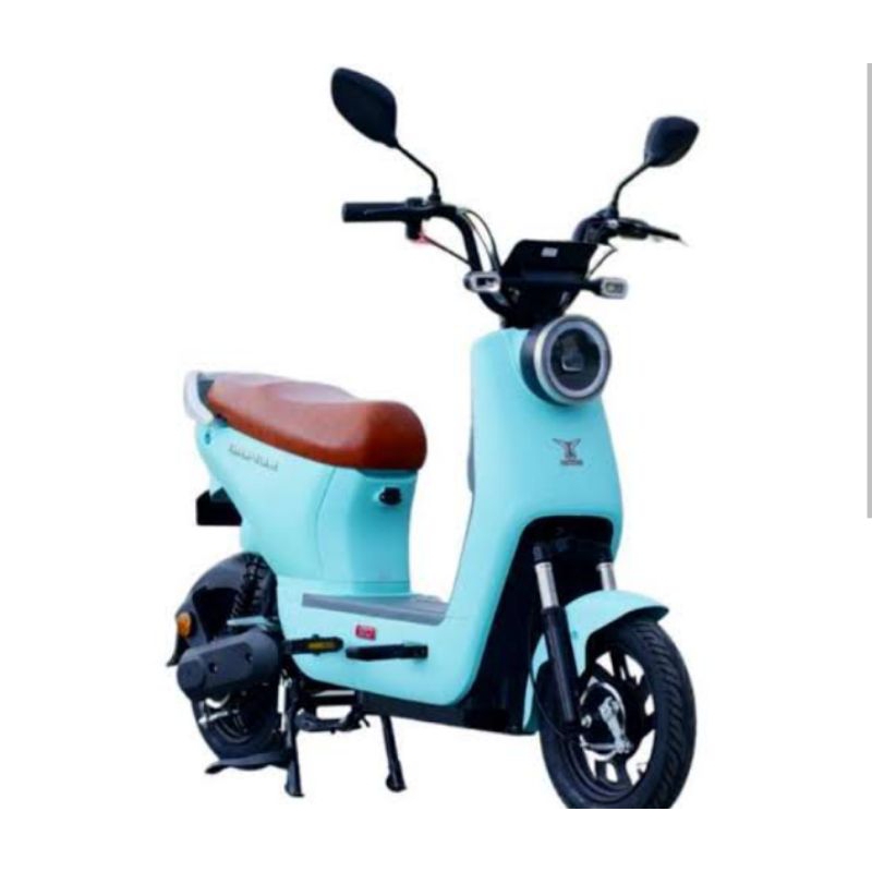 sepeda listrik uwinfly df8 bekas berkualitas warna biru dengan perlengkapan