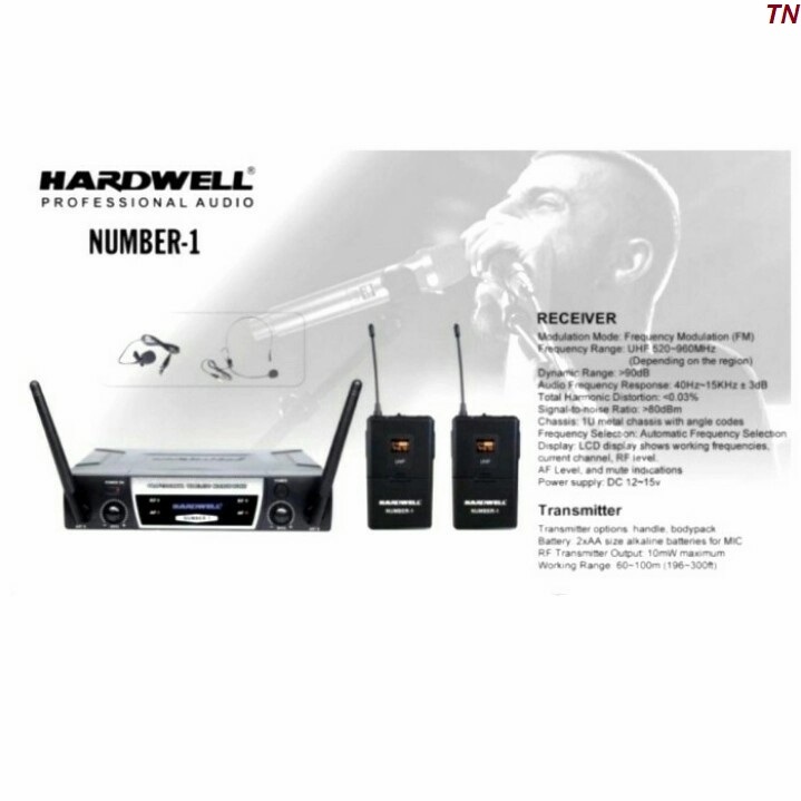 Mic Wireless Hardwell Number 1 Original Double Mic Clip On Headset