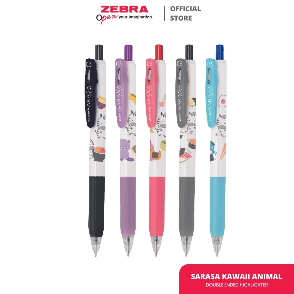 

Asaba Stationery- Pen/Pulpen/Bulpen Gel Zebra Sarasa Clip 0.5mm Kawai Animal Series - satuan & isi 5pcs