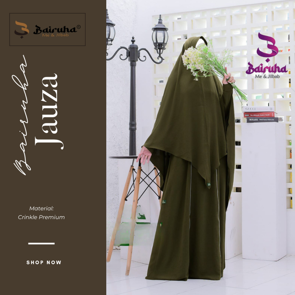 Bairuha Gamis Syari Set Premium Jauza - Bahan Crinkle Premium I gamis syari I gamis syari terbaru 20