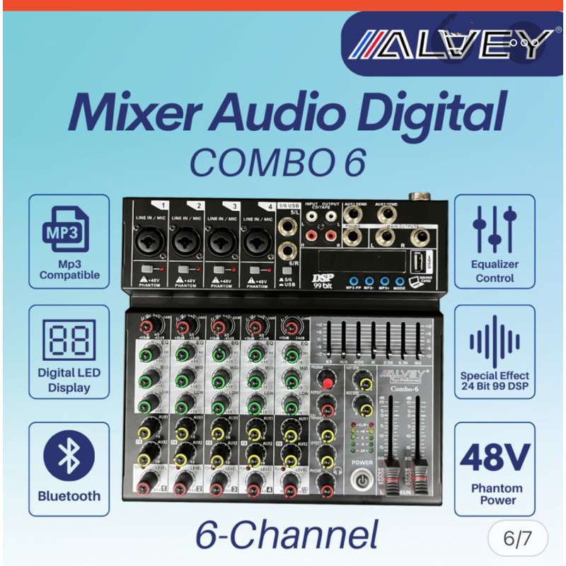 ALVEY Mixer Audio Digital Multi Effect Reverb Original Mixer 6 Channel ALVEY Mixer 6 ch Mixer alvey 