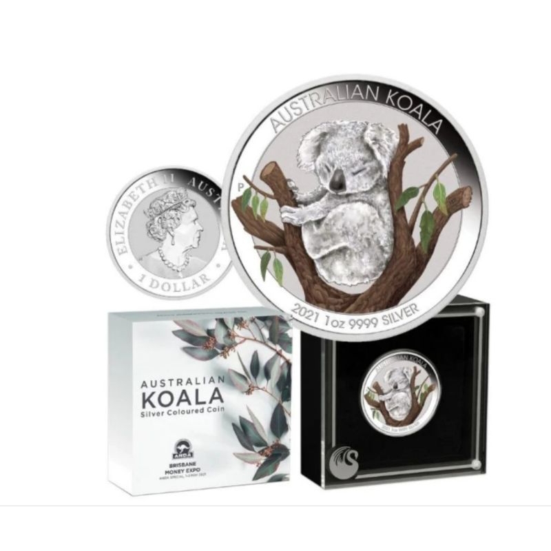 Perak Silver Coin Coloured Australia Koala 2021 Brisbane Expo 1 oz