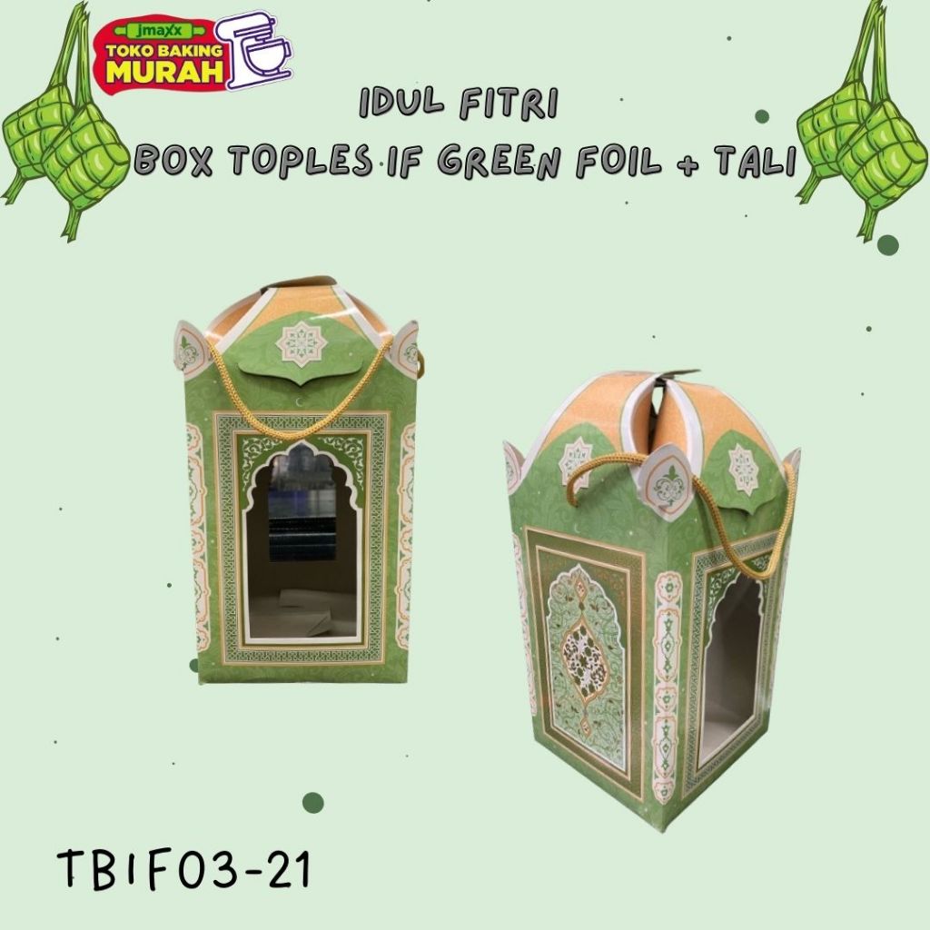

TBIF03-21 Box Toples If Green Foil + Tali Lebaran Idul Fitri 14X14X21CM