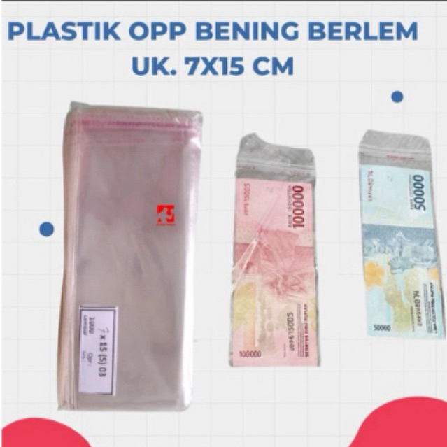 

Plastik Uang 7x15cm bening berlem OPP buket uang