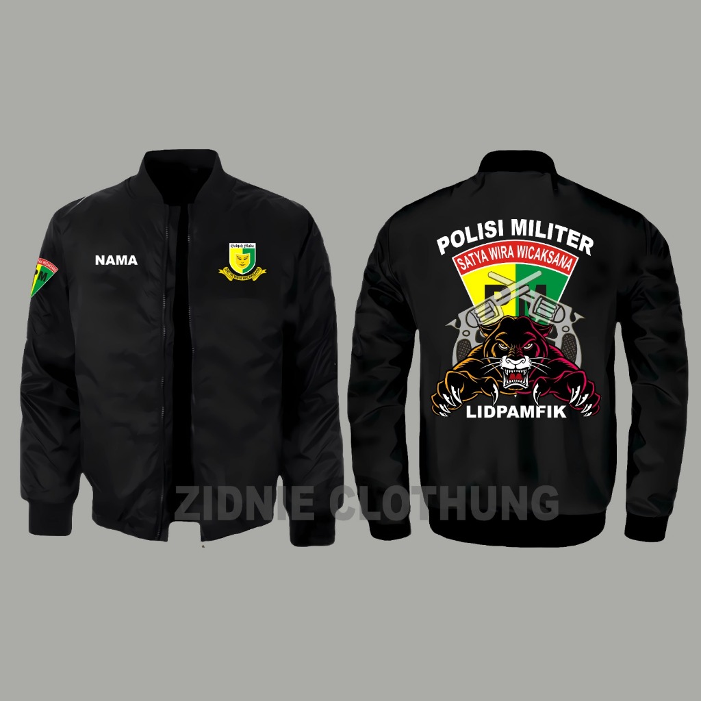JAKET BOMBER POLISI MILITER LIDPAMFIK WARNA HITAM