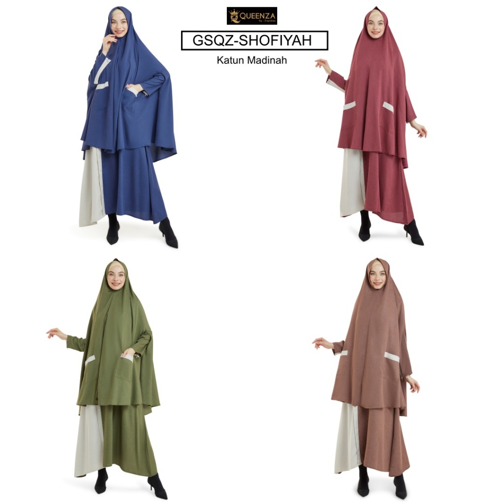 Baju Gamis Syari Wanita Muslimah Set khimar by Queenza - Shofiyah