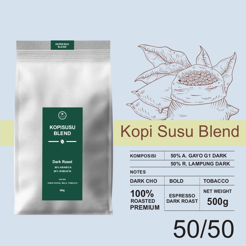 

Biji Kopi Espresso Blend A50/R50 Es Kopi Susu 500g - Biji/Bubuk