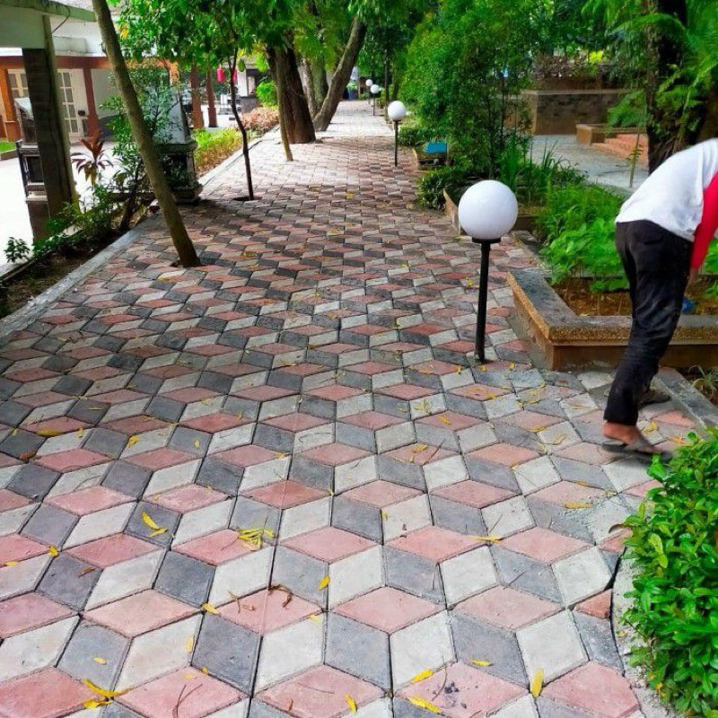paving block 3d kombinasi 3 warna press mesin
