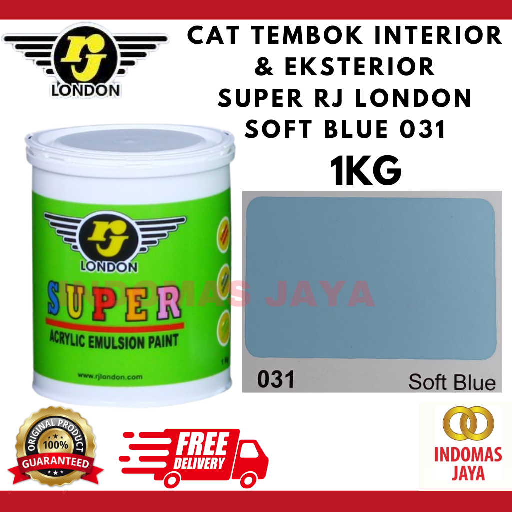 CAT TEMBOK INTERIOR DAN EKSTERIOR SUPER RJ LONDON 031 SOFT BLUE 1KG / CAT AIR