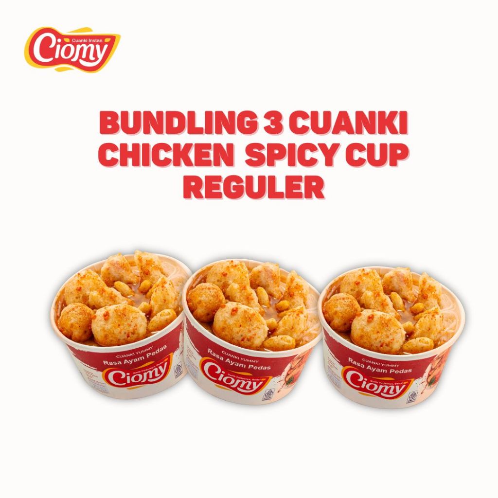 

- TERBARU Paket Bundling 3 Cuanki Chicken Spicy Cup Reguler Enak Gurih Pedas Halal BPOM