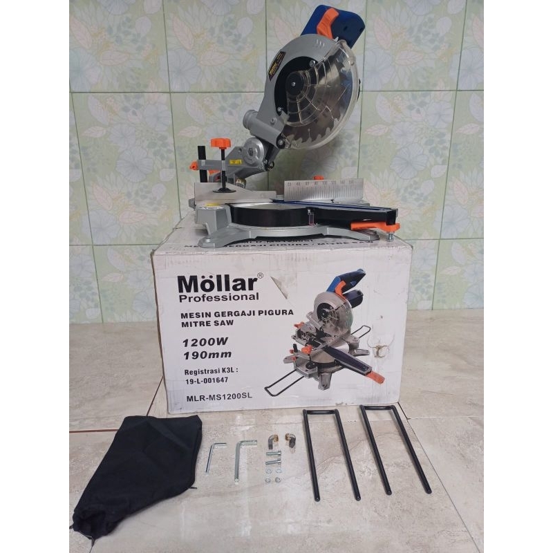 Mesin Miter Saw Sliding 7" merk Mollar MLR-MS1200SL / Mesin Gergaji Pigura Sliding
