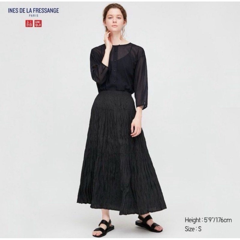 PRELOVED (Size L) UNIQLO x Ines de la fressange/ Uniqlo Collab IDLF/ Uniqlo Tiered skirt/ Uniqlo sat