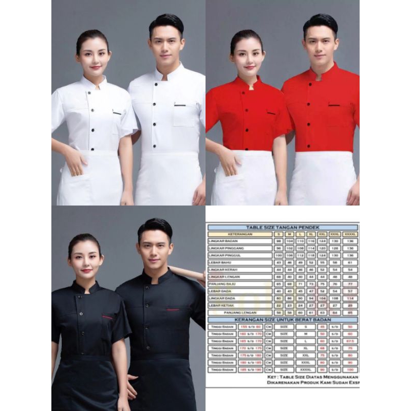 Baju seragam kerja koki baju chef lengan pendek original handmade baju chef priawanita seragam kerja