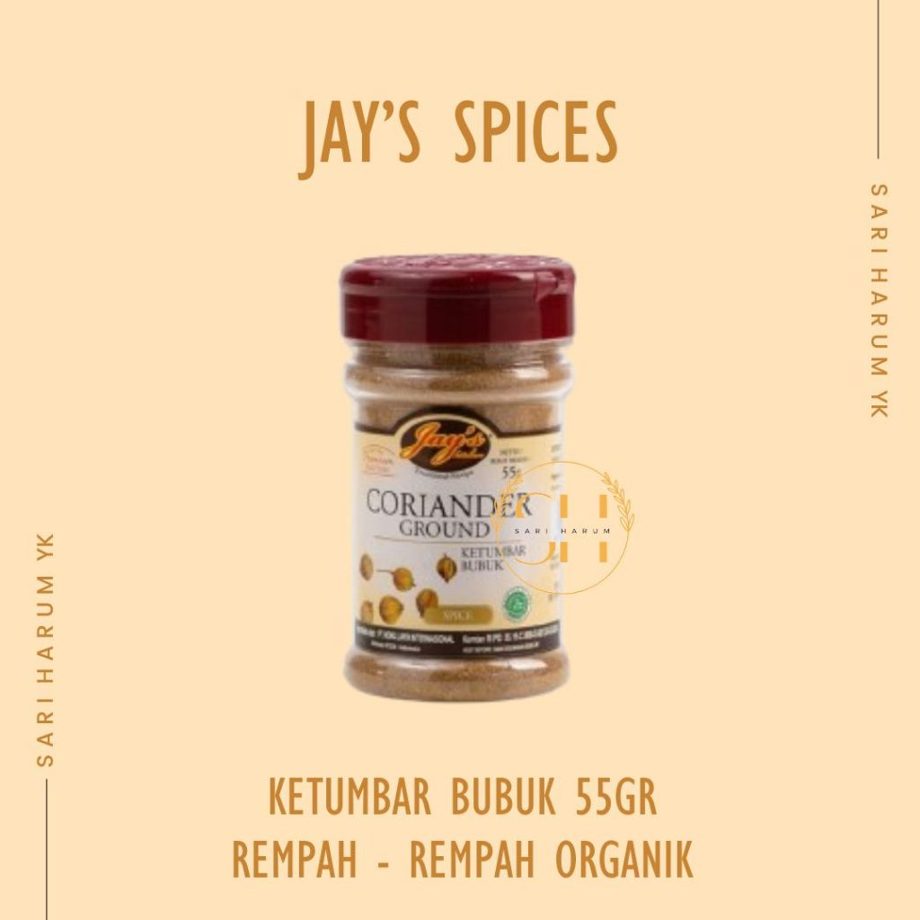 

Bumbu Dapur | Bubuk Ketumbar | Ketumbar Bubuk | Coriander Ground | Coriander Ground Jays | Ketumbar Bubuk Jays 55gram | Coriander Ground Jays 55gram