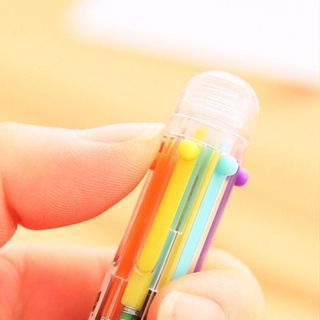 

S99 Pulpen 6 Warna isi Tinta 6in1 Pena 0.5mm / Ballpoint Perlengkapan Menulis Multicolor Pen Case Transparent Transparan Bolpen Mix Colour Alat Tulis Kantor Sekolah Warna Warni