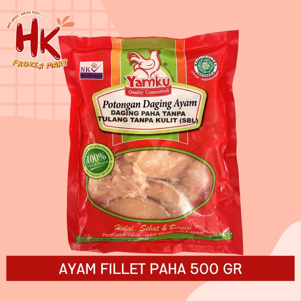 

Ayam Fillet Dada & Paha 500gr | Yamku My Chicken daging tanpa kulit tanpa tulang | HK FROZEN MART