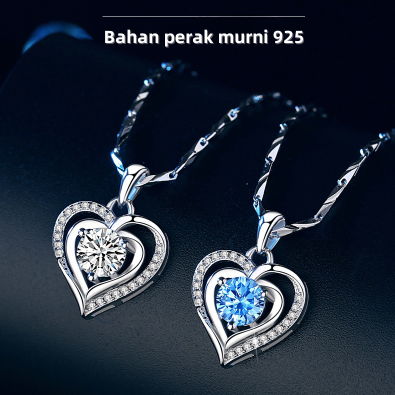 In Stock Diawetkan Mawar Kalung Cewek Asli 925 Sterling Silver Kalung berlian berbentuk hati Set Hadiah Buatan Tangan Sempurna untuk