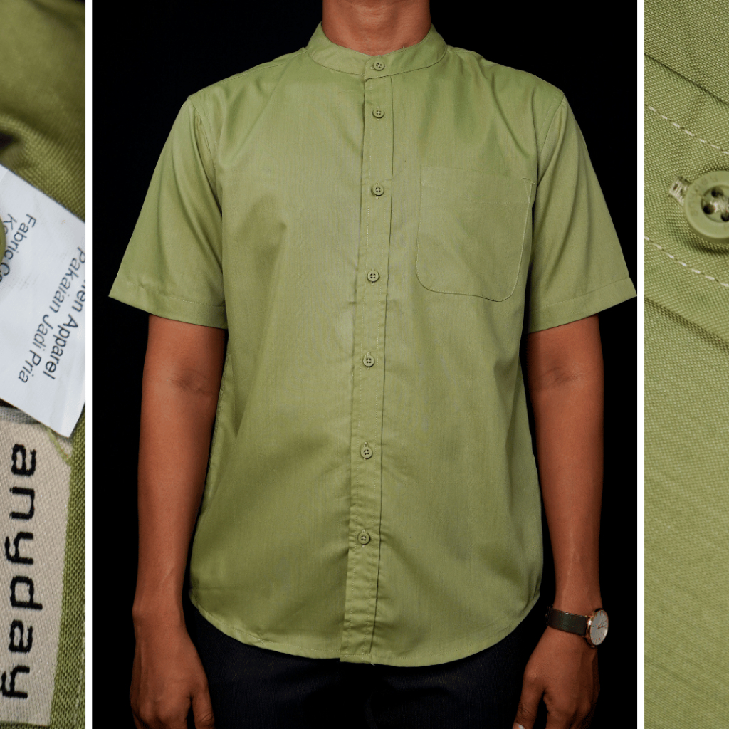 Baju Koko Pria - Kemeja Koko Dewasa Pria Lengan Pendek Hijau Sage ANYDAY | Pakaian Muslim Pria
