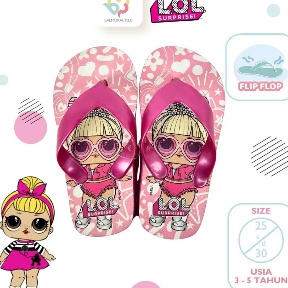 PROMO SALE BALMORAL KIDS Lol Surprise Sandal Jepit Perempuan Size 25  3 Karet Anti Slip Sandals Kids