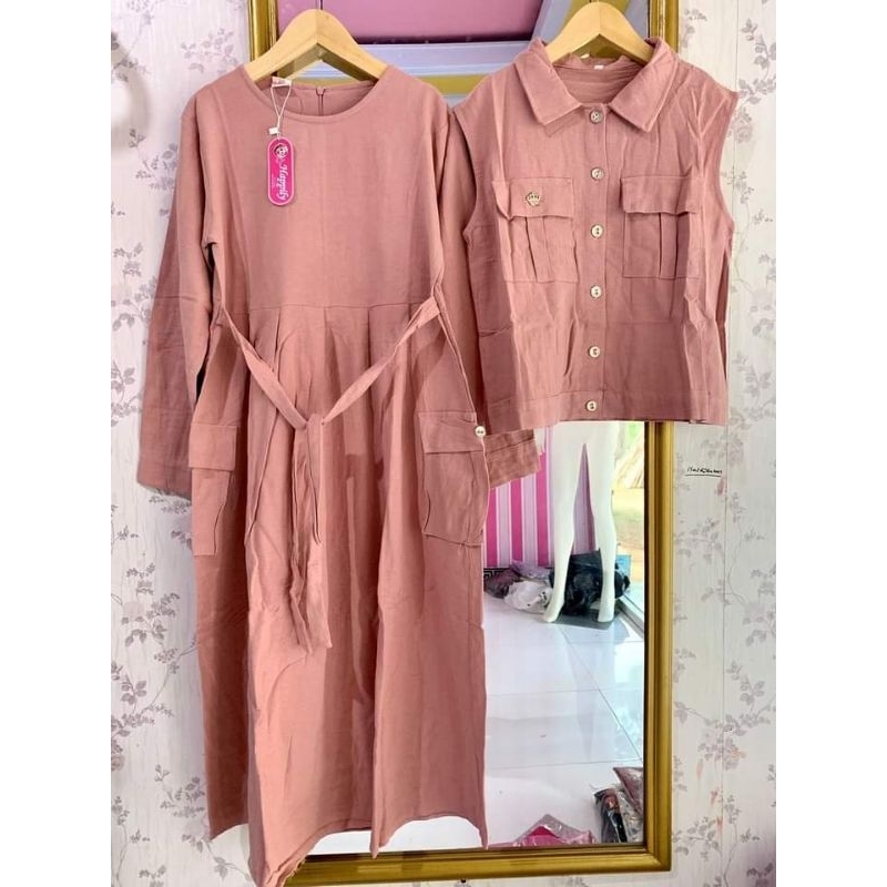 set gamis cargo anak rompi