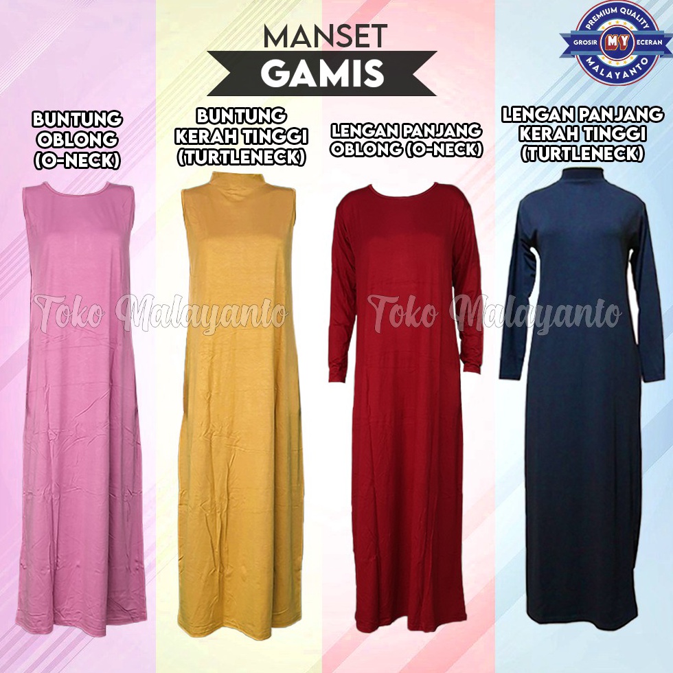 el Keren Inner Dress Premium Baju Manset Gamis Lengan Panjang Tanpa Tangan Buntung Wanita Kerah Lehe