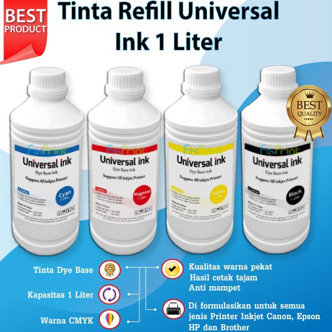 Terbaru Tinta Printer 1 Liter Universal Ink Refill Printer Canon iP277 MP287 TS37 MX497 HP 2135