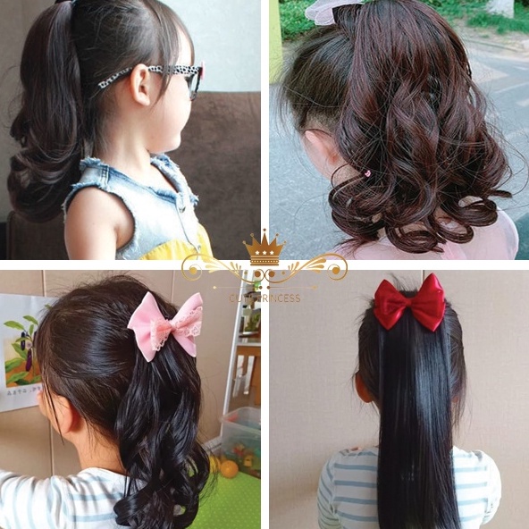 XG34448 Wik Ponitail Extension untuk Anak Style Pendek  Rambut Palsu Anak Model Ekor Kuda