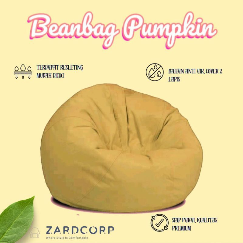 Sofa Bean Bag Bulat Model Labu Bahan Tahan Air Ukuran L dan XL, Sudah Termasuk Isi Styrofoam