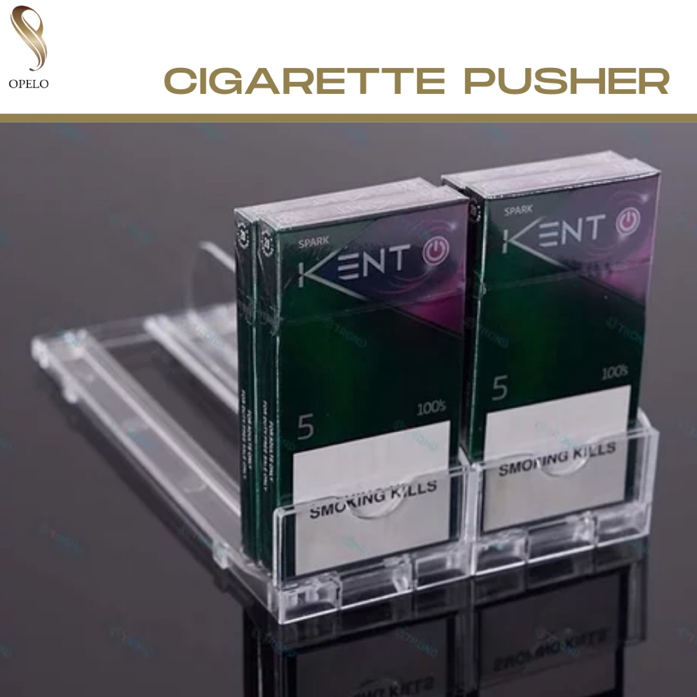 STOK TERBATAS RAK PUSHER ROKOK ACRILIK BENING OTOMATIS DISPLAY MINIMARKET DAN SUPERMARKET