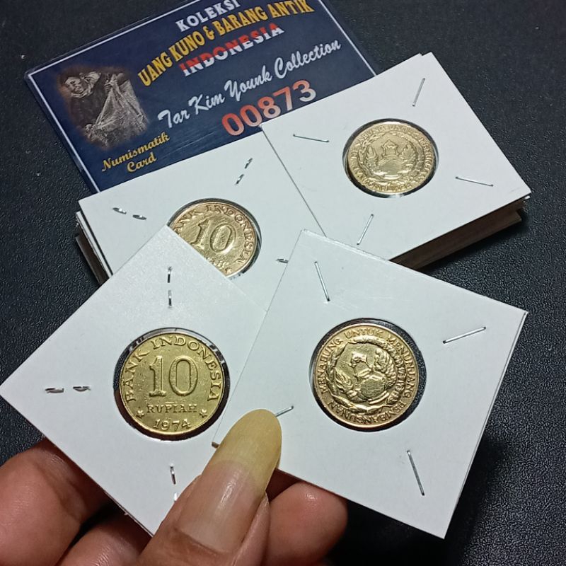 A0074 Koleksi Koin 10 Rupiah Tabanas Kuning Tahun 1974 Edar Bersih Kinclong+Holder