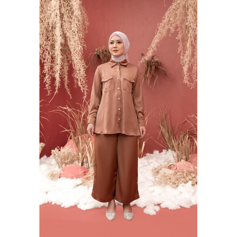 NEW Wearing Klamby Alicia One set Walnut / setelan silk / WK bukan preloved