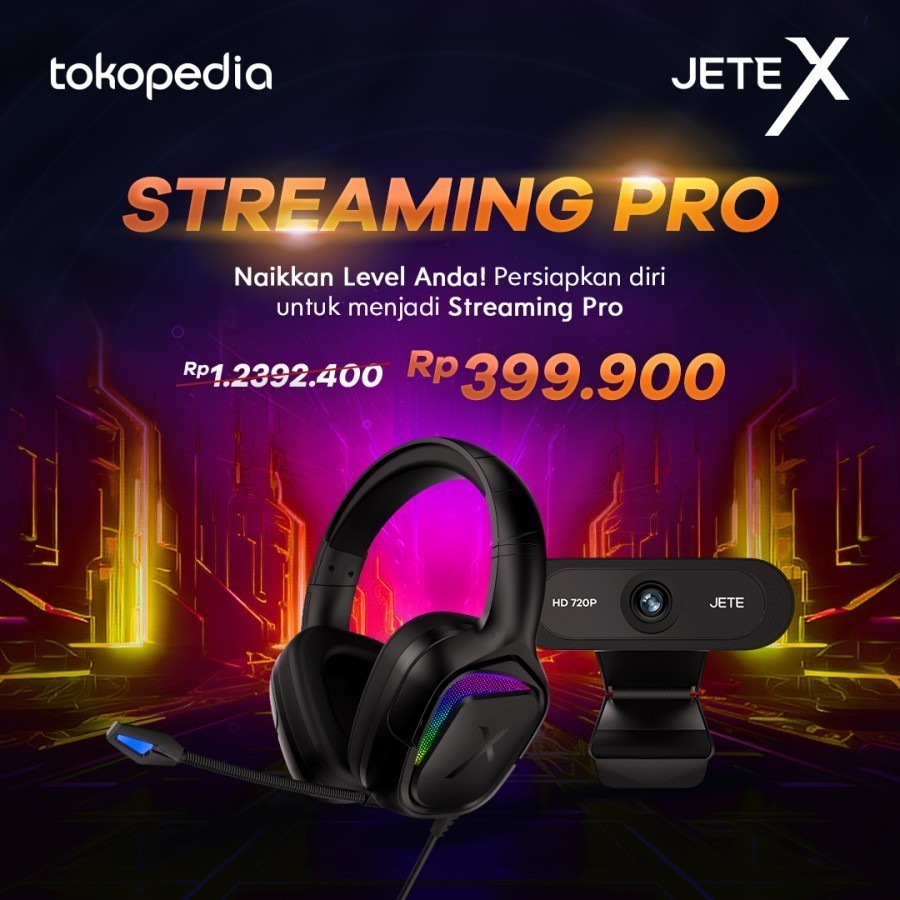 JETE Gaming Starterpack Paket Streamer Pro Headset G6 + Webcam W5