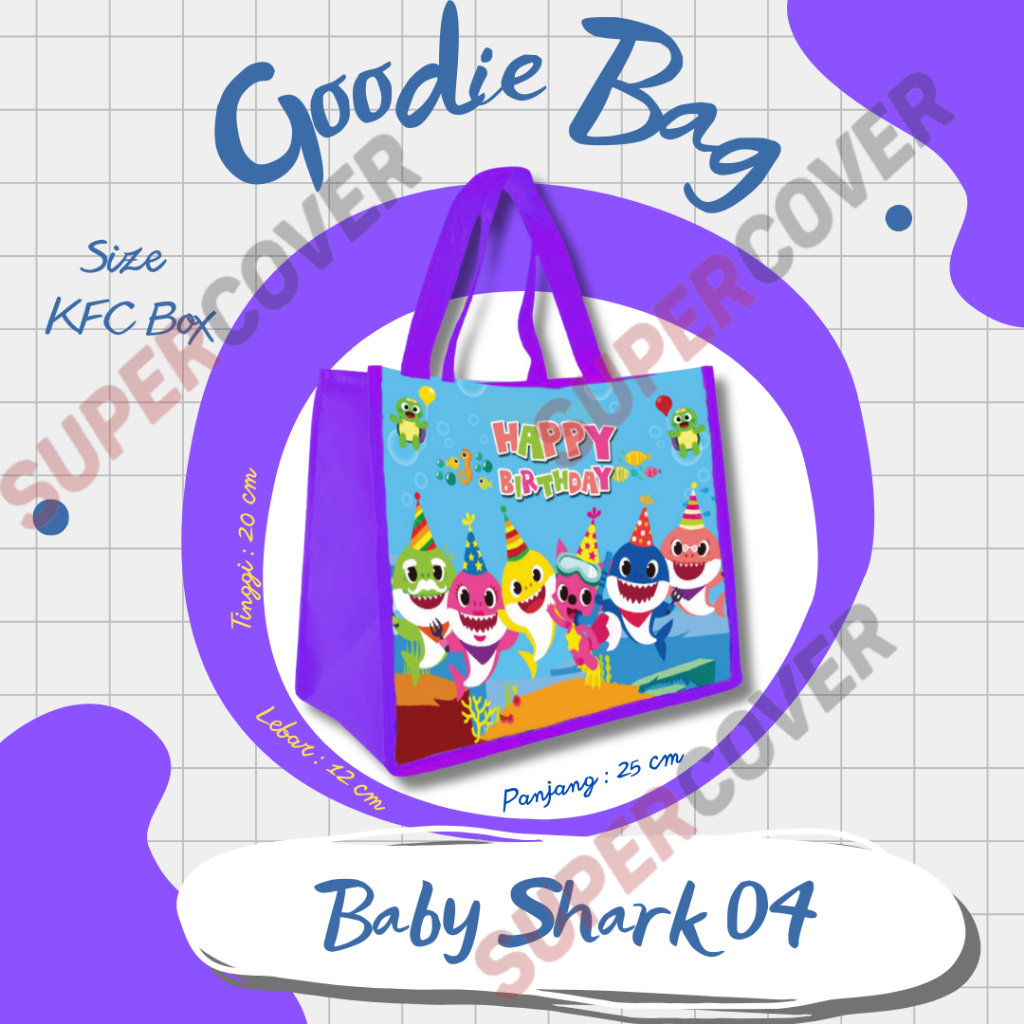 

Goodie Bag Gambar Kartun Baby Shark 04 Warna Ungu Untuk Acara Ulang Tahun, Aqiqah, Sunatan Dan Lain lain.