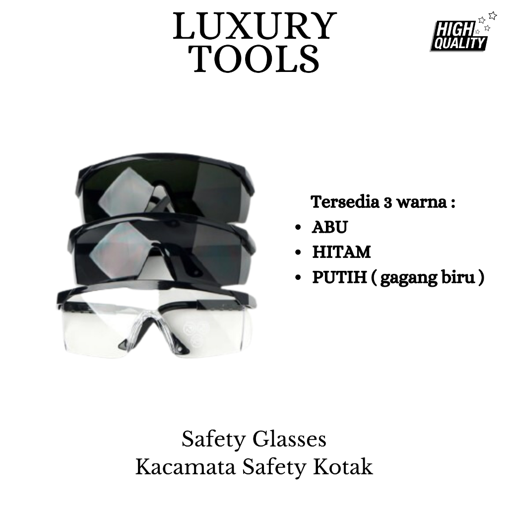Kacamata Kerja Anti Debu / Kacamata Bening Safety Goggle / Safety Glasses Non Medis