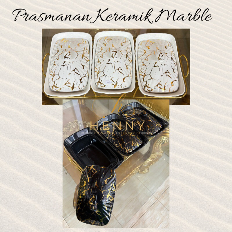 Henny Furniture Prasmanan Keramik Marble Isi 3 / Prasmanan Mini Marble