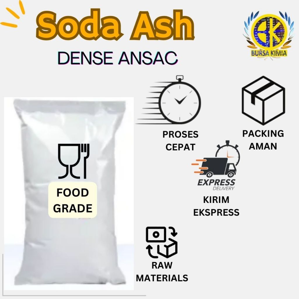 

Soda Ash Food Grade 1kg / Air Abu / Sodium Carbonate Pengenyal Mie Kuning Premium Quality