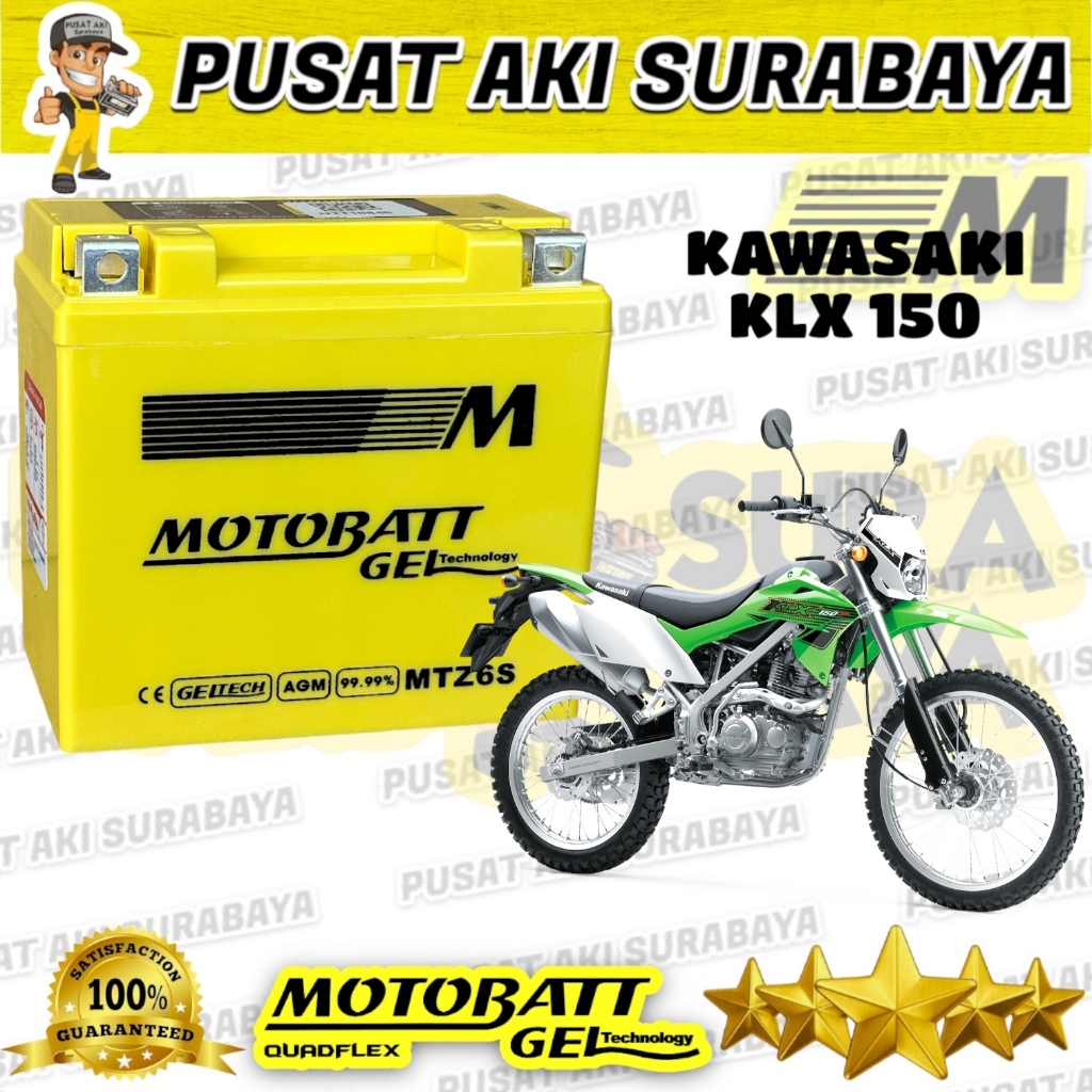 TERMURAH PUSAT AKI MOTOR KAWASAKI KLX 150 MOTOBATT MTZ6S ACCU KERING MOTOBATT KLX 150 KGG6S GTZ6V YT