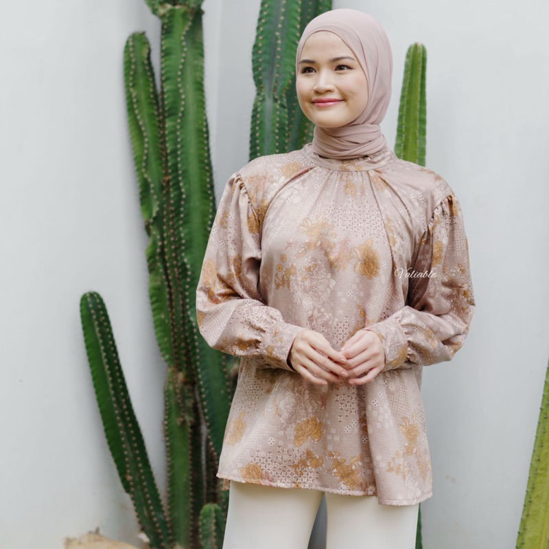 Chafia Pattren Silk Blouse - Blus Armani Silk Lengan Panjang